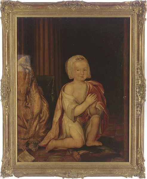 Portrait Of A Young Boy, Full-length, In Classical Robes, Kneeling In Prayer Oil Painting by Sir Peter Lely