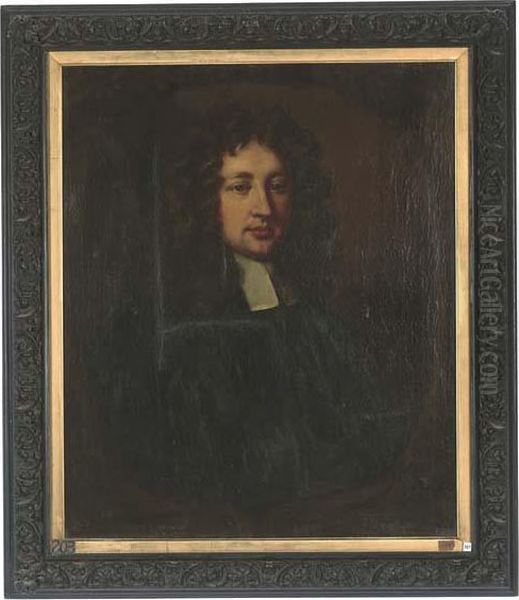 Portrait Of A Cleric, Bust-length, In A Sculpted Cartouche Oil Painting by Sir Peter Lely