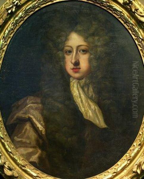 Portrait Of A Gentleman In A Tall Wig Oil Painting by Sir Peter Lely