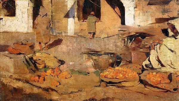 Moroccan Fruit Market Oil Painting by Theo van Rysselberghe