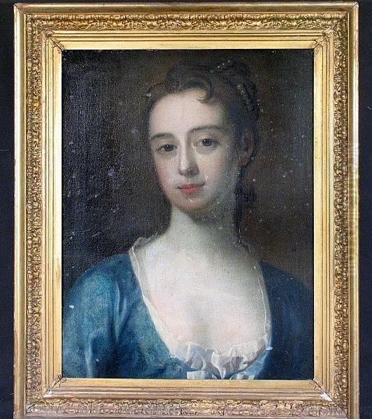 A Portrait Of A Lady In Blue Oil Painting by Sir Peter Lely