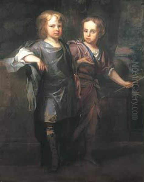 Portrait De Edmund Et Charles Fytche Oil Painting by Sir Peter Lely