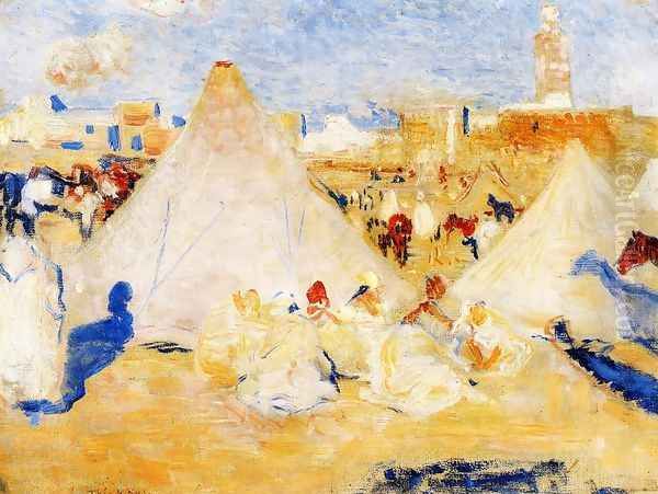 Encampment near a Moroccan Village Oil Painting by Theo van Rysselberghe