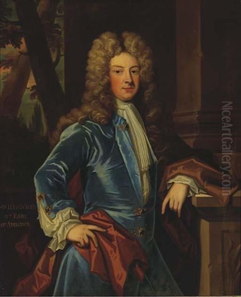 Portrait Of Lord Willoughby, 3rd Earl Of Abingdon, Three-quarterlength In A Landscape Oil Painting by Sir Peter Lely