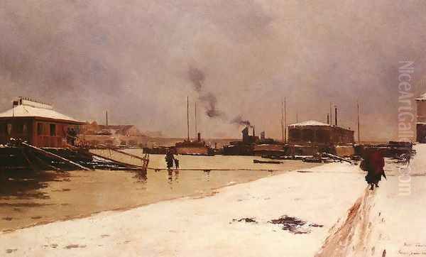 Bas Port Du Pont De Tolbiac Oil Painting by Pierre Louis Leger Vauthier