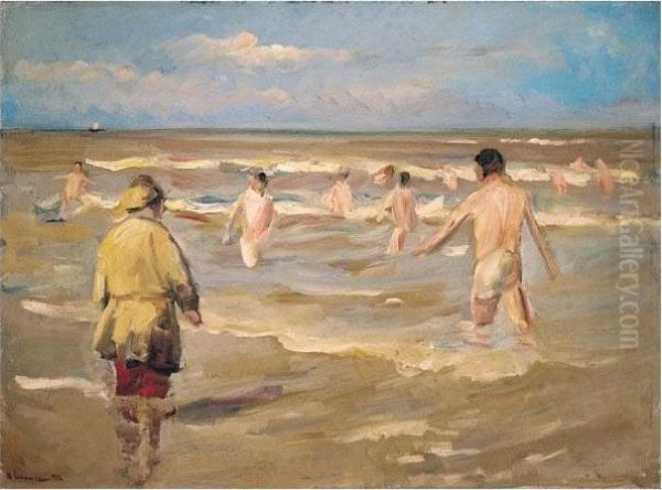 Badende Knaben (bathing Boys) Oil Painting by Max Liebermann