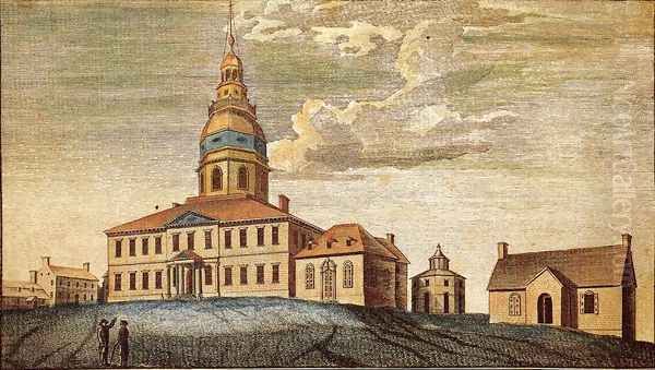 A Front View of Statehouse at Annapolis Oil Painting by Charles Willson Peale