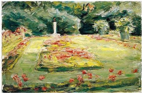 Die Blumenterrasse Im 
Wannseegarten Nach Norden (the Flower Terrace In The Wannsee Garden, 
Facing North) Oil Painting by Max Liebermann