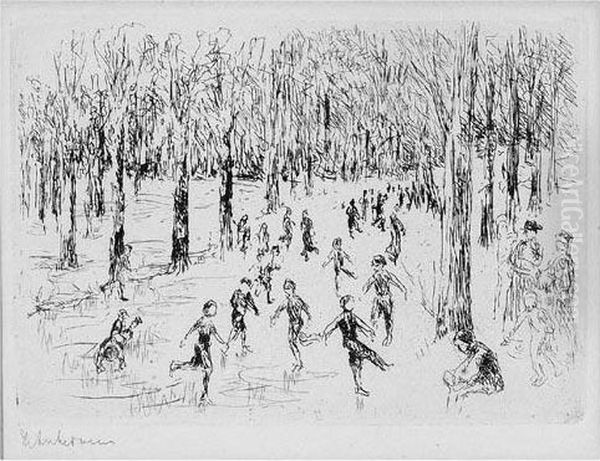 Eislauf Oil Painting by Max Liebermann