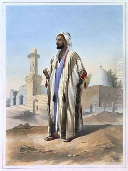 Fellah Dressed in the Haba, illustration from The Valley of the Nile, engraved by Charles Bour 1814-81 pub. by Lemercier, 1848 Oil Painting by Emile Prisse d'Avennes