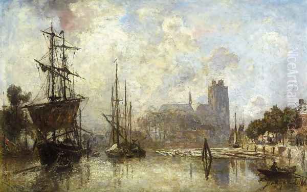 The Port Of Dordrecht Oil Painting by Johan Barthold Jongkind