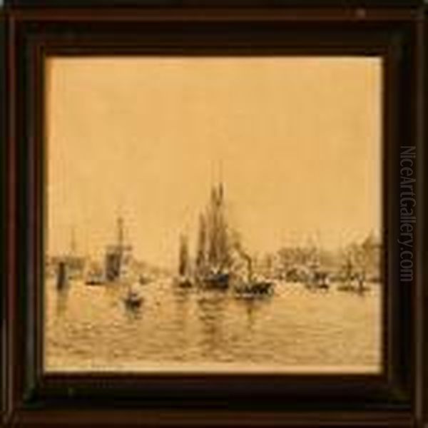 To Habour Sceneries Oil Painting by Holger Peter Svane Lubbers