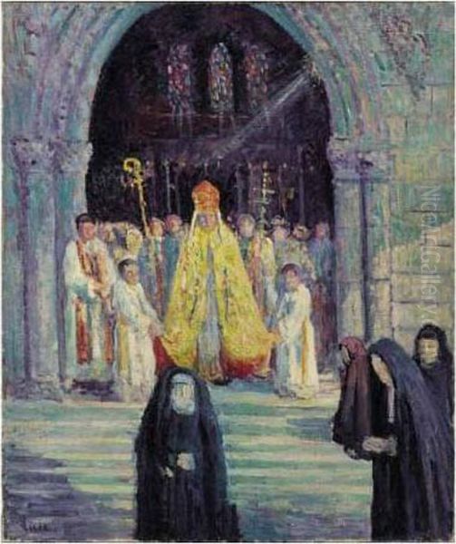 L'eveque Sortant De L'eglise Oil Painting by Maximilien Luce