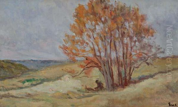 Personnage Sous Le Bosquet D'arbres Oil Painting by Maximilien Luce