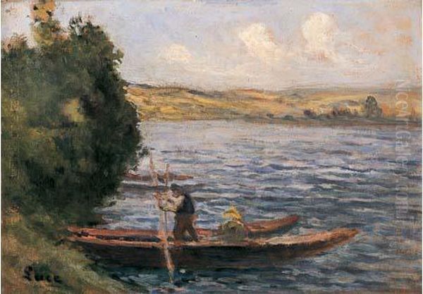 Les Barques Oil Painting by Maximilien Luce