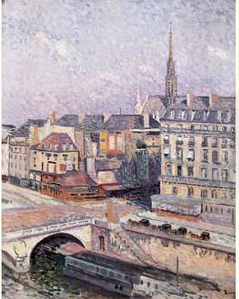 La Sainte Chapelle Et Le Quai Des Orfevres, Circa 1900 Oil Painting by Maximilien Luce