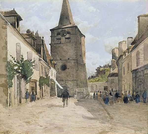 View of Hérisson-sur-Allier, 1876 Oil Painting by Henri-Joseph Harpignies