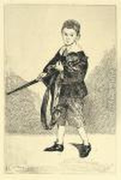 L'enfant A L'epee, Tourne A Gauche. Oil Painting by Edouard Manet