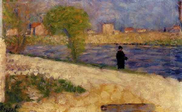 Etude Dans L Ile Oil Painting by Georges Seurat