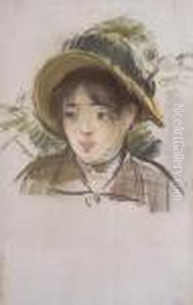 Jeune Fille En Chapeau D'ete
Signe 'manet' Oil Painting by Edouard Manet