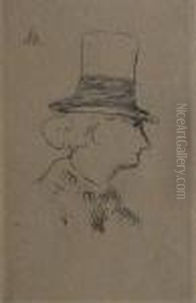 Baudelaire De Profil En Chapeau Oil Painting by Edouard Manet