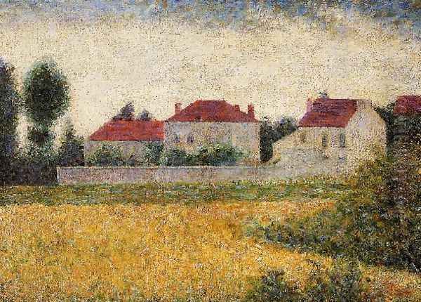 White Houses Ville D Avray Oil Painting by Georges Seurat