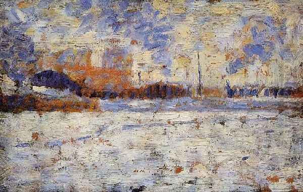 Snow Effect Winter In The Suburbs Oil Painting by Georges Seurat