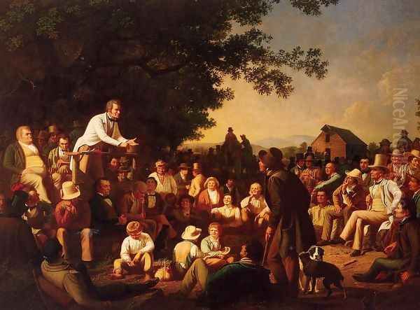 Stump Speaking Oil Painting by George Caleb Bingham