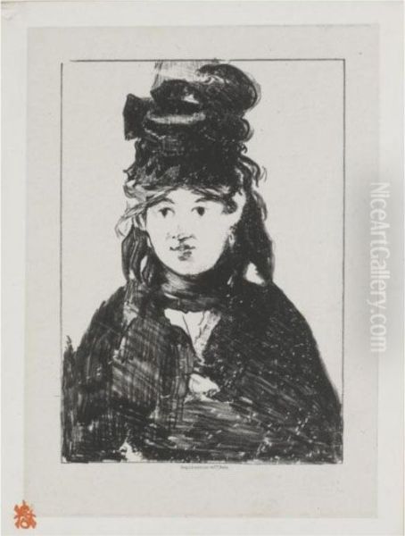 Portrait Of Berthe Morisot (harris 73) Oil Painting by Edouard Manet