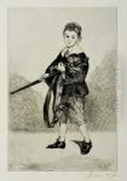 L'enfant A L'epee, Tourne A Gauche Oil Painting by Edouard Manet