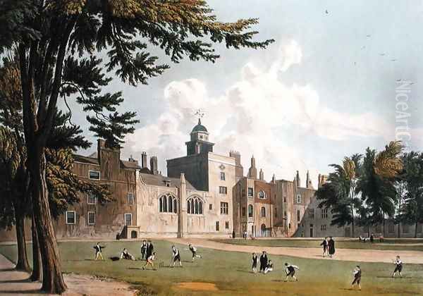 Charter House from the Play Ground, from 'History of Charter House', part of Ackermanns History of the Colleges, engraved by W. Bennett, published 1816 Oil Painting by William Westall