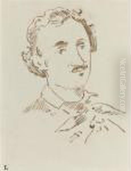 Portrait D'edgar Allan Poe Oil Painting by Edouard Manet