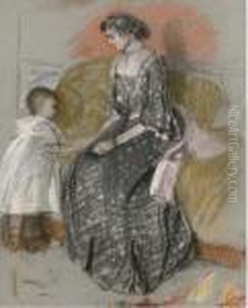 Belto Morico And Her Daughter Oil Painting by Edouard Manet