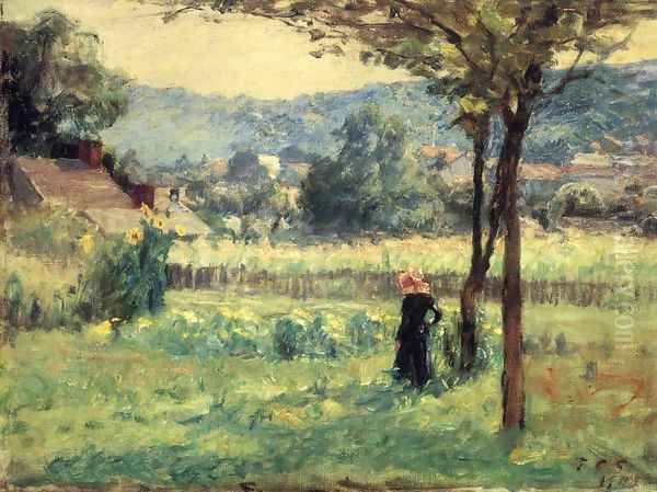 Flower Garden at Brookville Oil Painting by Theodore Clement Steele