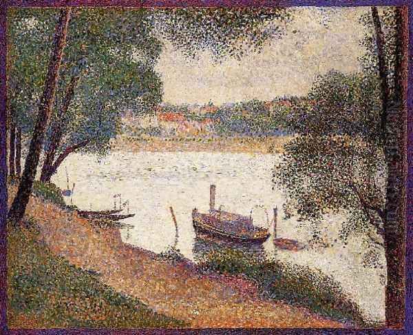 The Seine At La Grande Jatte In The Sprin Oil Painting by Georges Seurat