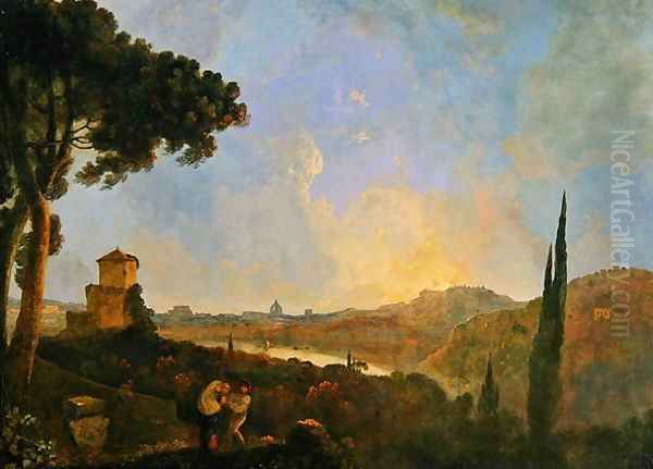 A View of the Tiber with Rome in the Distance, c.1770-80 Oil Painting by Richard Wilson