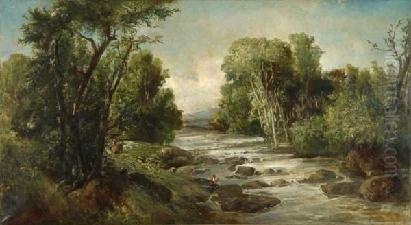 Paisaje Fluvial. Oil Painting by Ramon Marti Y Alsina