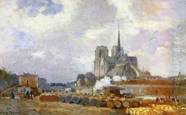 Notre Dame de Paris, View from the Quai de la Tournelle Oil Painting by Albert Lebourg