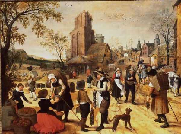 A Village Kermesse Oil Painting by Sebastien Vrancx