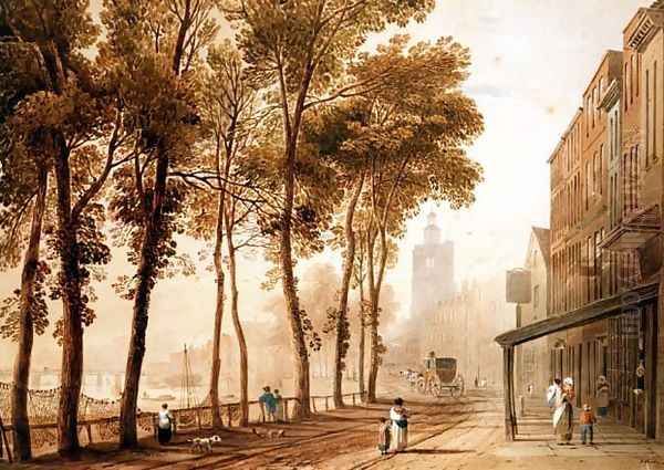 Cheyne Walk, Chelsea, 1811 Oil Painting by John Varley