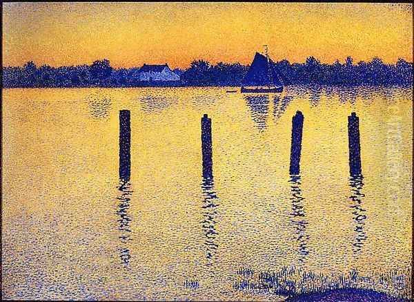 Sailboats on the River Scheldt Oil Painting by Theo van Rysselberghe