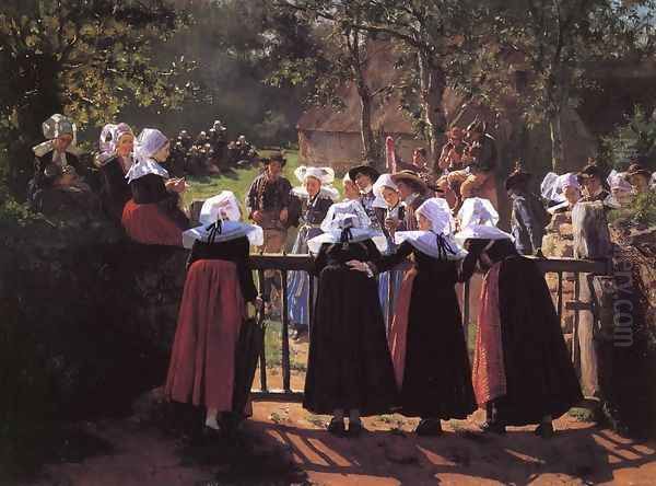 Harvest Festival Oil Painting by Henry Mosler