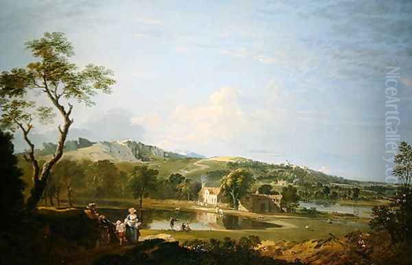 Landscape with Cottages Oil Painting by Richard Wilson