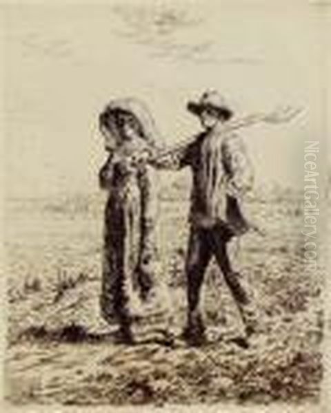 Le Depart Pour Le Travail Oil Painting by Jean-Francois Millet