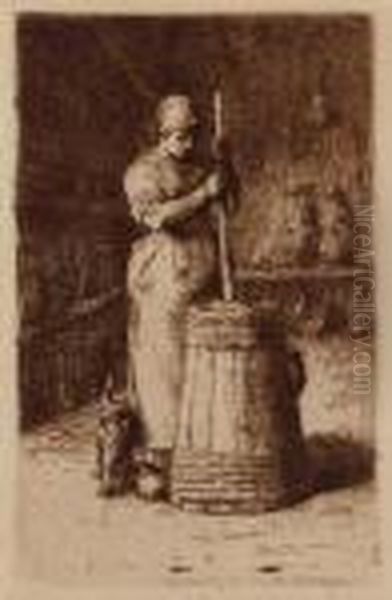 La Baratteuse Oil Painting by Jean-Francois Millet