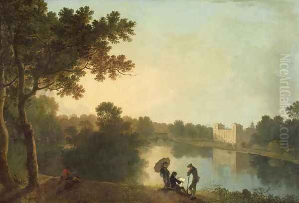 South East view of Wilton from across the river Oil Painting by Richard Wilson