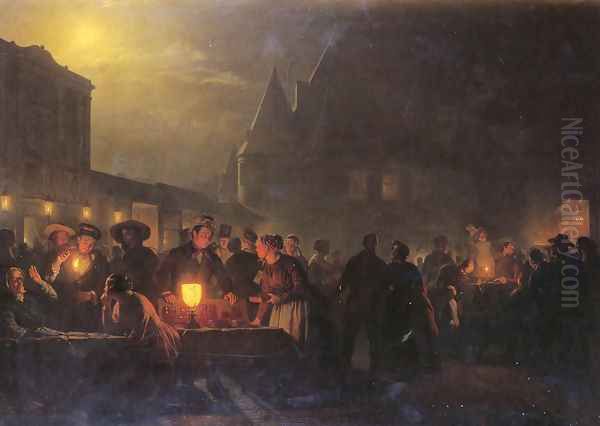 The Night Fair Oil Painting by Petrus van Schendel