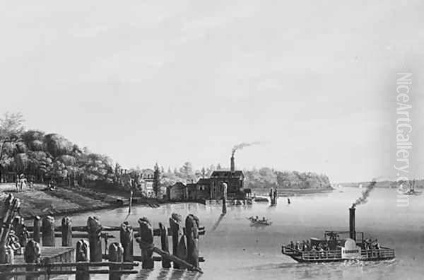 View of Hoboken Taken from the Ferry Oil Painting by Nicolino Calyo