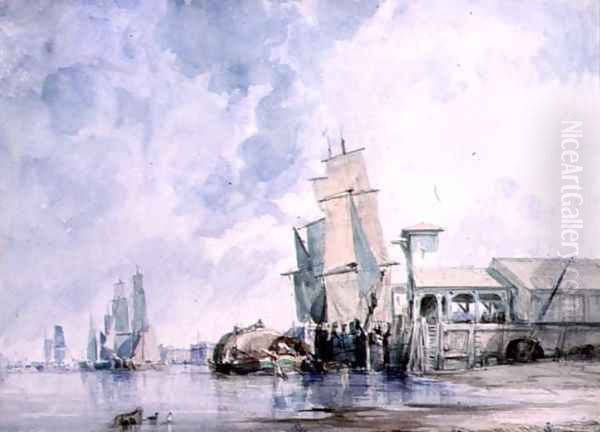 On the Thames Oil Painting by George Chambers