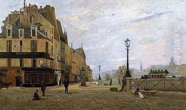 Sur les Quais, Paris, 1875 Oil Painting by Hippolyte Camille Delpy